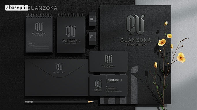 لایه باز ست اداری مشکی شیکStationery Branding Identity