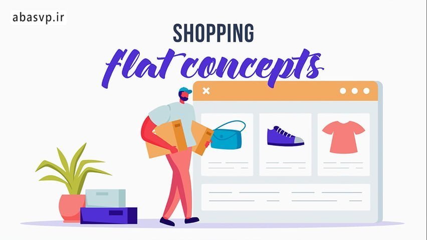 انیمیشن خرید shopping flat concept
